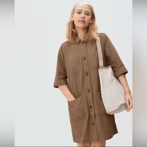 EVERLANE Canvas Chore Utility Dress in Camel 00